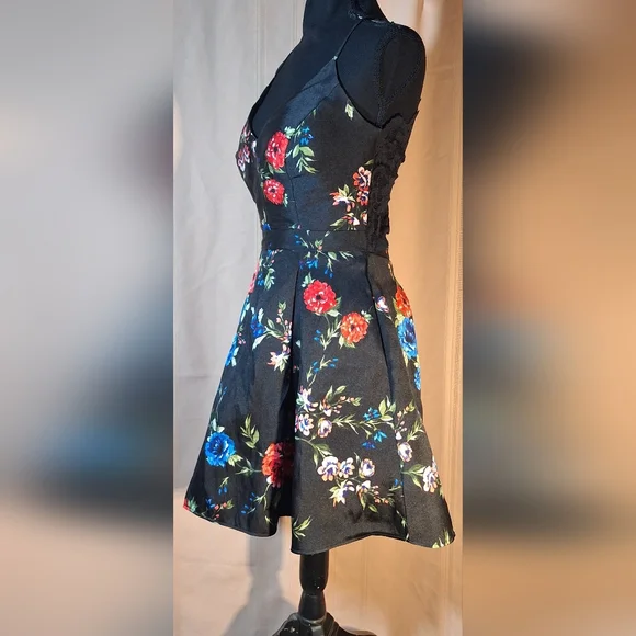 B. SMART Black Dress with Colorful Floral Design - Picture 3 of 8
